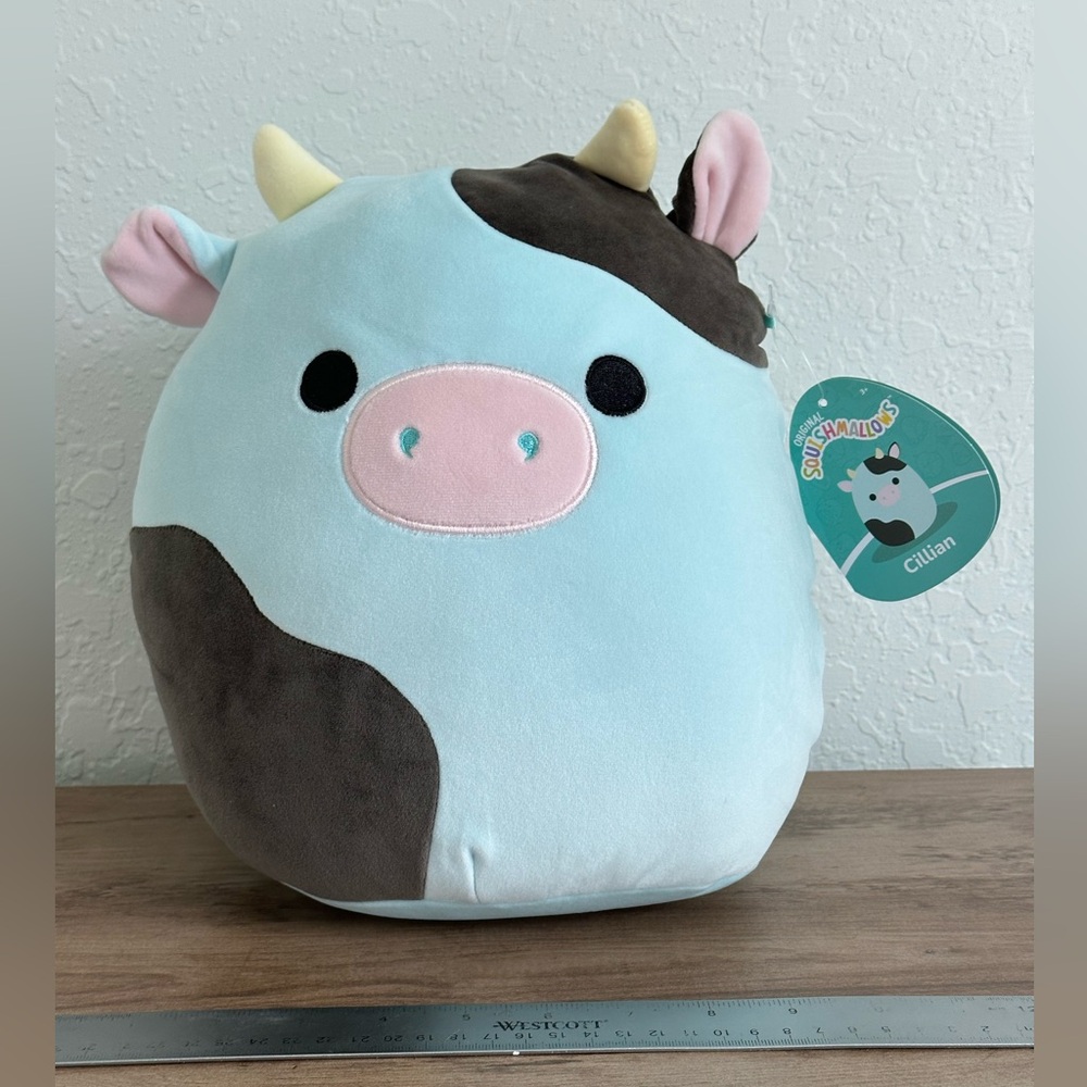 Squishmallow Cillian 11”  (Blue and Black Cow)